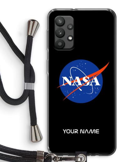 Gepersonaliseerd - Case Company® - Hoesje met koord geschikt voor Samsung Galaxy A32 4G hoesje met Koord - NASA - Telefoonhoesje met Zwart Koord - Bescherming aan alle Kanten en Over de Schermrand