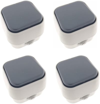 Benson Wandcontactdoos - 4x - opbouw - IP54 - 10A - wit/antraciet - stof- en waterdicht