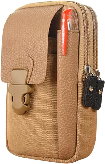 Casual Heren Heuptas met Rits - Kleine Effen Kleur Fanny Pack voor Telefoon, Sleutels, Kaarthouder, Riem Portemonnee & Sporttas - Beige