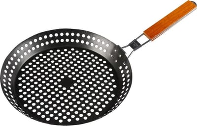 Grillpan voor vetvrij grillen Geperforeerde pan met antiaanbaklaag 30 cm diameter