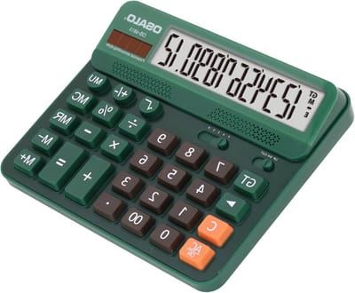 Zakrekenmachine - Bureaurekenmachine Kantoor - Dagelijkse Berekeningen - Grote Toetsen LCD Display - 12 Cijfers - Groen