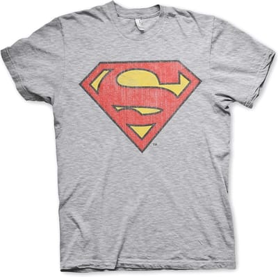 Superman Washed Shield T-shirt, grijs gemêleerd