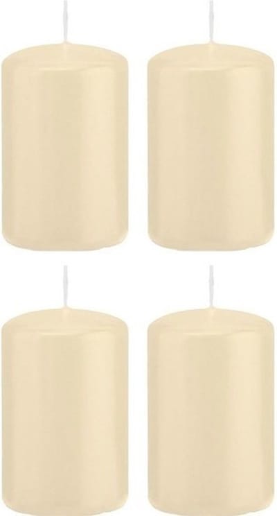 Trend Candles Cilinderkaarsen/stompkaarsen - set 16x - creme wit - 5 x 8 cm - 18 branduren