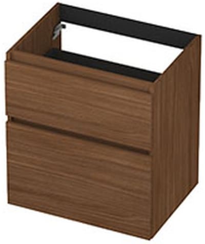INK - Onderkast 2 Laden Greeploos met Houten Keerlijst A-symmetrisch - 600x450x650 Mm - Warm Walnoot