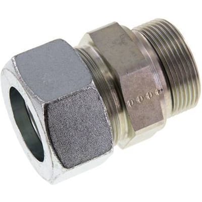 G 1 1/2'' Buitendraad x 38S Verzinkt Stalen Rechte Snijring Koppeling met FKM Afdichting 315 Bar DIN 2353 - FL2S-MC-EZN-112G-38-S