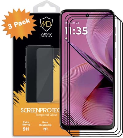 3-Pack MobyDefend Screenprotectors - Geschikt voor Motorola Moto G55 - Screensavers Met Zwarte Randen - Gehard Glas