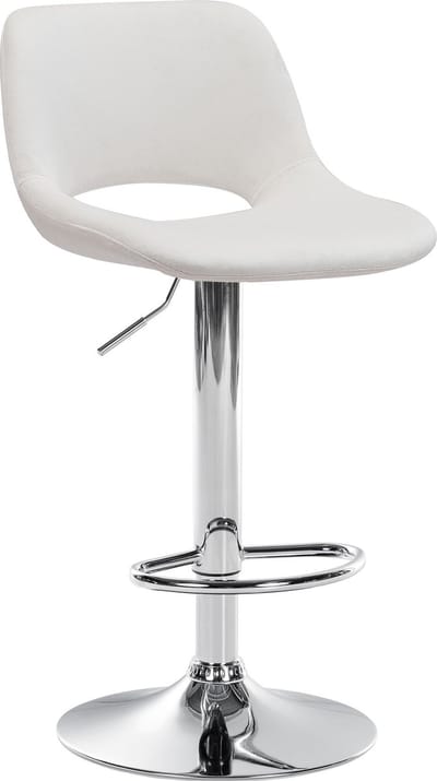 CLP Camden Barkruk - Met rugleuning - Verstelbaar - Velvet - Fluweel - chroom/creme