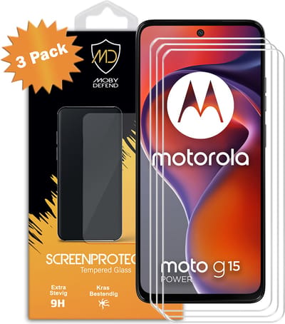 3-Pack MobyDefend Screenprotectors - Geschikt voor Motorola Moto G15 Power Case-Friendly Screensavers - Gehard Glas