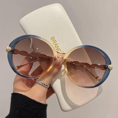 Vintage ronde frame zonnebril kleurverloop trendy mode dames vrouwelijke brillen tinten voor dames