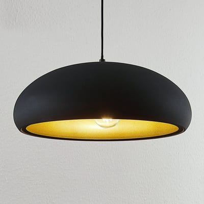 Lindby - hanglamp - 1licht - Metaal - H: 15 cm - E27 - zwart, goud