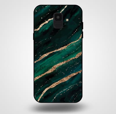 Smartphonica Telefoonhoesje voor Samsung Galaxy A6 2018 met marmer opdruk - TPU backcover case marble design - Groen Goud geschikt voor Samsung Galaxy A6 2018