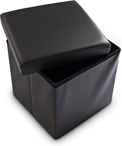 Poef - met opbergruimte - opvouwbaar - zwart