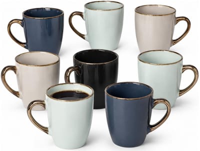 Gerimport Koffie / thee mok Regina - 8x stuks - multi kleuren - 350 ml - mokken - keramiek