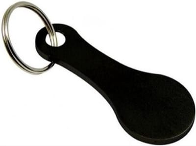 *** Winkelwagen Muntje Sleutelhanger Boodschappen Zwart - van Heble® ***