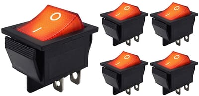 ProRide Wipschakelaar ON-OFF KCD4-202 - 2 Polig - 250V/16A - 30x22mm - Rood met controlelampje - 5 stuks