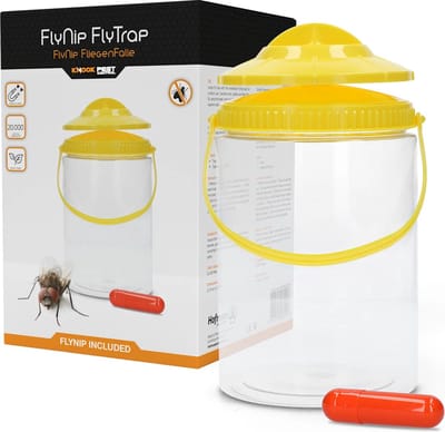 Knock Pest Control Flynip Vliegenval 1 stuk - Ongedierteval - Ø 13 cm x 21,9 cm - Insectenvanger - Vliegenval met Lokmiddel - Geel