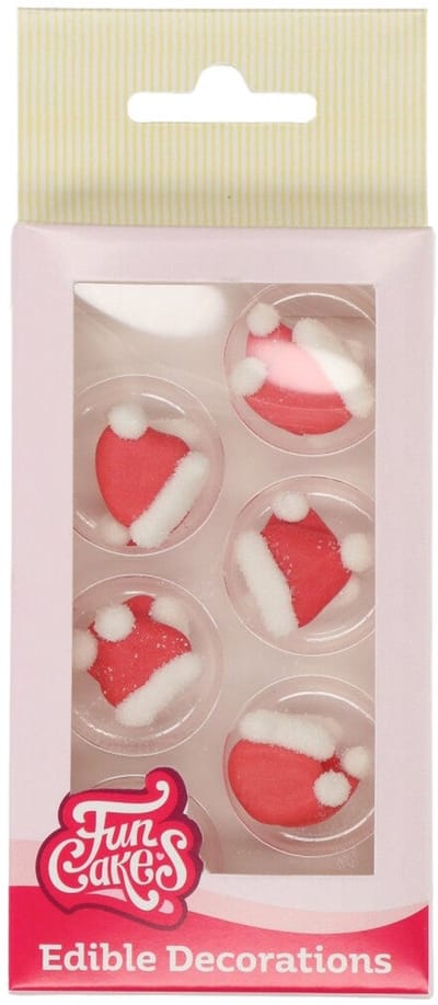 FunCakes Suikerdecoraties - Kerstmuts - 12 Stuks - Eetbare Taartdecoratie