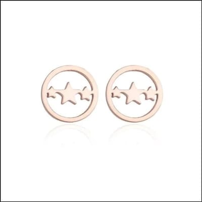 Aramat Jewels | Oorbellen | RVS Sterren Oorbellen Diverse Kleuren - Ster Studs Collectie | Rosékleur/3 sterren-8mm | |7mm | Staal | Kinderen, Volwassenen | Verkleurd niet