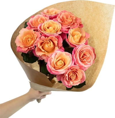 Rozenboeket - Boeket rozen - Huis verfraaien - Kleurverloop roze abrikoos - 50 cm - Roze