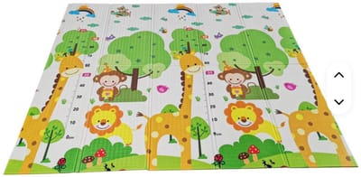 Speelmat Baby Kinderen - Speelkleed XL - Kruipmat - Foam - Dubbelzijdig - Opvouwbaar - 180 x 200 cm - Giraffe en Treintjes - 1,5 cm dik - inclusief opbergtas