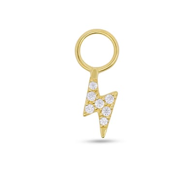 New Bling - 9NBG-O155 - 14K goud – Oorbelhanger - per stuk – Bliksem – Zirkonia