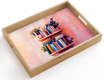 Dienblad hout 40x30 cm - Schootdienblad - Planken - Boeken - Bladeren - Borrelplank rechthoek - Plateau dienbladen