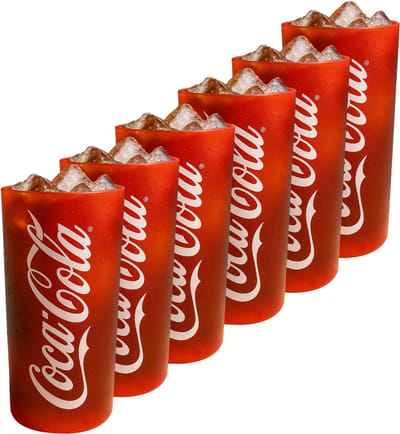 Coca Cola Glazen - Longdrinkglazen - Frisdrankglazen - Frozen - Rood 270 ml - 6 Stuks