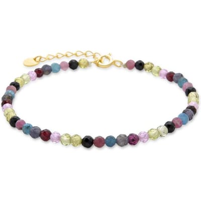 Luxenter Sterling zilveren 925 armband met Multicolour Toermalijn afgewerkt in 18K geel goud - Salblai