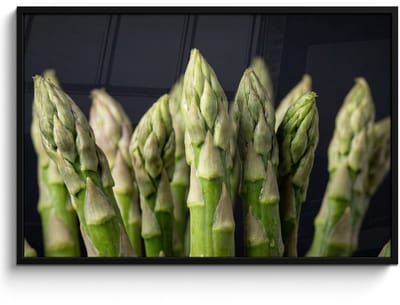 Poster in lijst - Fotolijst 120x80 cm - Posters - Asperges - Groen - Zwart - Posterlijst zwart - Decoratie - Wanddecoratie woonkamer - Muurdecoratie slaapkamer
