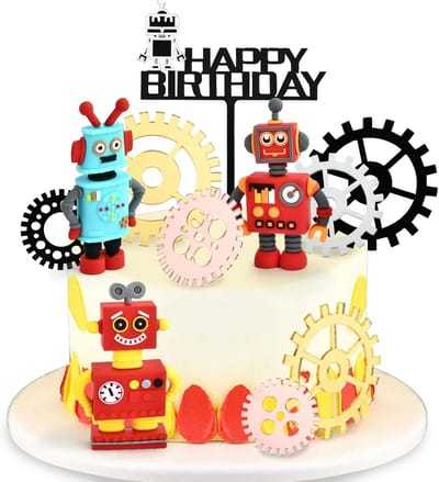 Robot cake decoratie 11 stuks - cupcake toppers - schattige robotfiguren - perfect voor verjaardagsfeest - ShopVlot