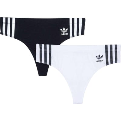 Adidas Dames Katoenen Comfort String (Pak van 2) 10 UK zwart/wit