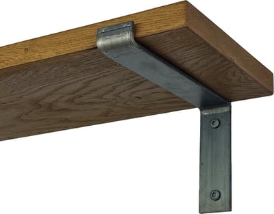 GoudmetHout® Wandplank Industrieel - 40 x 20 cm Muurplank - Donker Eiken Hout - Decoratie Wandrek & Boekenrek - Hangplank Keuken - Wall Shelf + 2 Plankdragers van Ruw Staal