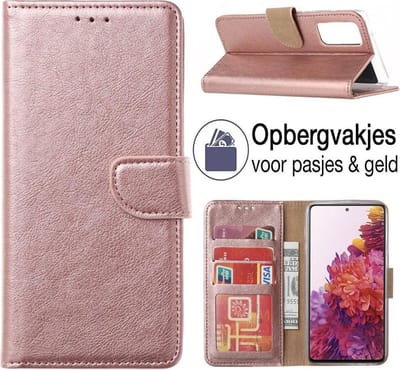 Hoesje geschikt voor Samsung Galaxy S23 FE Hoesje - book case - Portemonnee hoes - S23FE book hoesje - Roze goud - EPICMOBILE