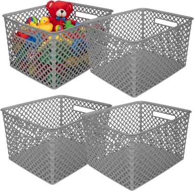 Storage Solutions Kast Opbergmand - 4x - van kunststof - grijs - 30 x 37 x 21 - 19 liter - organizer box