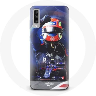 Hoesje voor Samsung Galaxy A70 Formule 1 Pierre Gasly F1 Racing Driver Rood Blauw