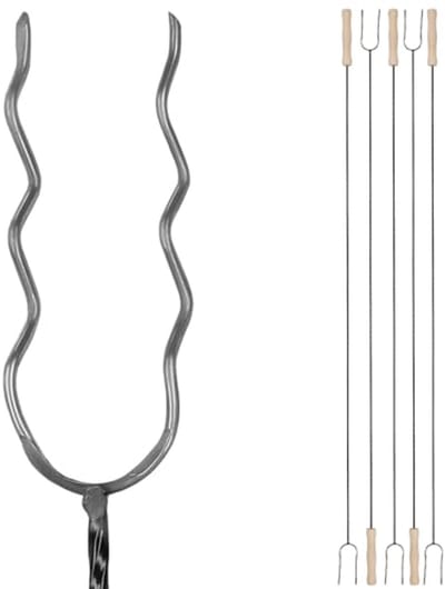 KOTARBAU® 5 Stuks Grillspiesen, Staal, 130 cm, Spiesen met Houten Handvat, Lange Spiesen, Kampvuur Vork, Stevige Grillspiesen