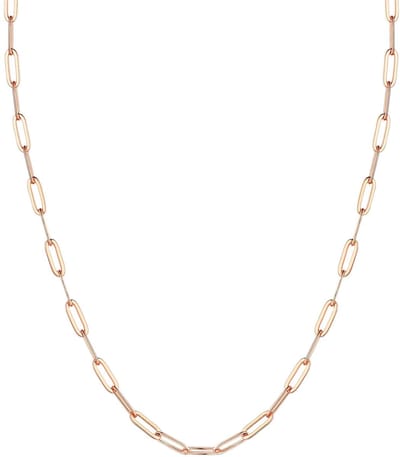 Dailygoods- Ketting Korte Paperclip Schakel - Roze Goud Verguld - 41cm - 3,3mm - Dames Ketting - Modieuze Accessoire - Sieraad