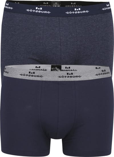 Gotzburg heren boxers (2-pack) - normale lengte - donkerblauw en blauw melange