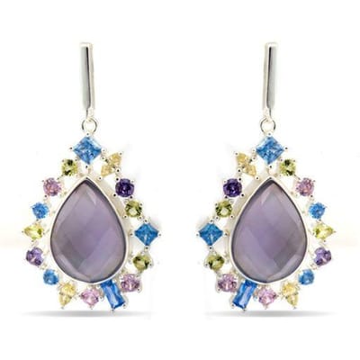 Luxenter Oorbellen van 925 sterling zilver en veelkleurige zirkonia met rhodiumafwerking - Shigua