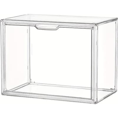 Stapelbare Acryl Opbergdozen met Deksel, Veelzijdige Transparante Organizer Cases Vrijstaande Plastic Containers voor Handtassen, Portemonnees, Hoeden Speelgoed Boeken 1pc white