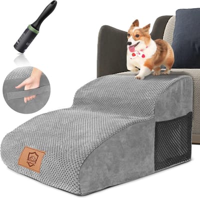 Hondentrap voor kleine honden en katten - 2-traps huisdiertrap met antislip en wasbare hoes - Ideaal voor oudere en gewonde dieren