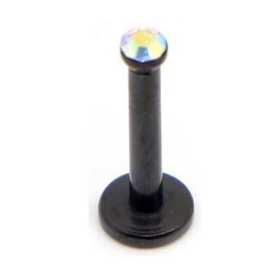 Zwart Met Steen - Tragus / Helix / Labret Piercing