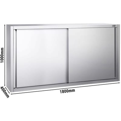 GGM Gastro Edelstahl Wandhängeschrank PREMIUM - 1800x400mm - mit Schiebetür - 1000mm hoch