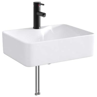 vidaXL - Badkamer - wastafel - met - kraan - en - afvoer - Matte - Zwart