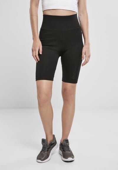 Urban Classics - High Waist Branded Korte cycle broek - XS - Zwart