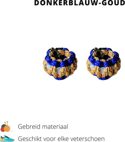 Beste Veters - Schoenaccessoires - Veter gesp goud - Veters - Schoen bedel - Schoenaccessoires glitter - Gesp donkerblauw - Feestdagen
