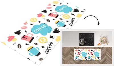 Keukenloper - Loper keuken - Patronen - Koffiebonen - Koffie - IJs - 120x50 cm - Keukenloper vinyl
