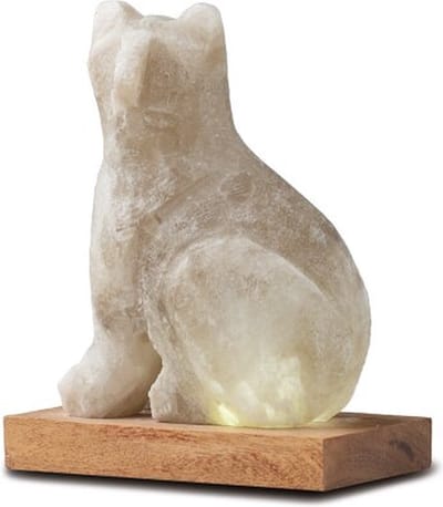 Himalaya Salt Dreams, USB Kat/ Cat, Grey Line, met Houten Voet, 42081, 13cm hoog