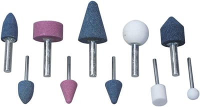 Set Slijpstenen - Schuurstenen Polijststenen - Metaal Bewerken - Verstevigd Aluminiumoxide - 10 Stuks - Grijs