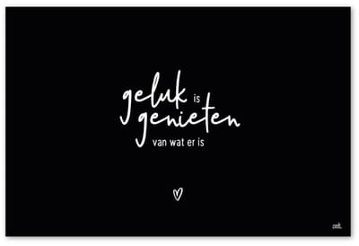 Zoedt Inductiebeschermer Zwart - ‘Geluk is genieten van wat er is’ 78x52cm - Beschermmat voor Inductiekookplaat - Anti-slip - Verkrijgbaar in 60x52cm, 78x52cm en 80x52cm